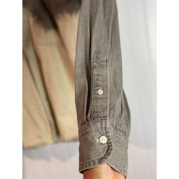 Levis Mens M Long Sleeve Button-Up Dip Dye Shirt Gray & Cream - Picture 5 of 15